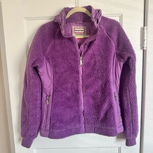 HUNTER Original Midlayer Fleece Sherpa Purple Women's Med Full Zip Jacket Hoodie